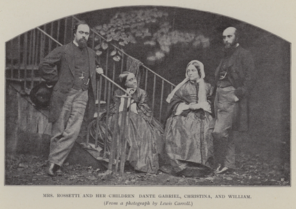 Mrs Rossetti and her Children Dante Gabriel, Christina, and William (b/w photo)