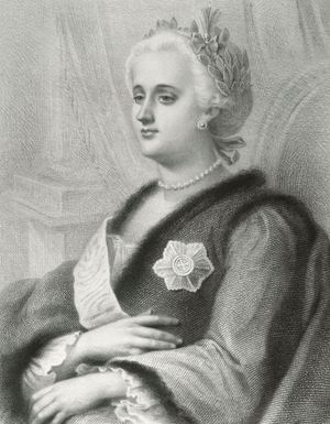 Portrait of Catherine II the Great (1729-1796) (engraving)