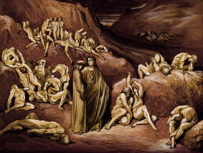 Illustration for The Divine Comedy - Hell (La Divina Commedia, L'Inferno) by Dante, 19th century (engraving)