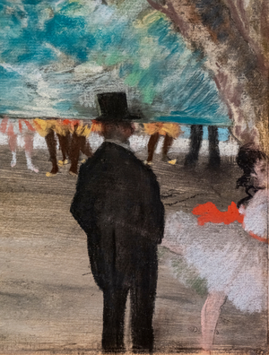 The Curtain (detail). Around 1881. Pastel on charcoal and monotype, mounts on cardboard.