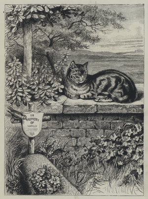She was found sitting on the wall of the churchyard (litho)