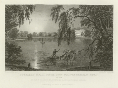 Gosfield Hall, from the Weathersfield Road, Essex, the Seat of E G Barnard, Esquire (engraving)