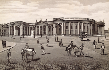 Dublin, Ireland: Bank of Ireland, formely Irish Houses of Parliament (litho)