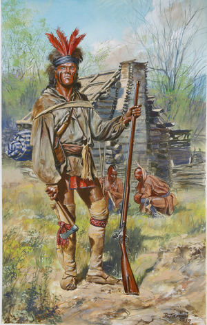 American Revolution, A soldier of Brady's Spy Company at Fort Pitt, 2019 (w/c & gouache on paper)
