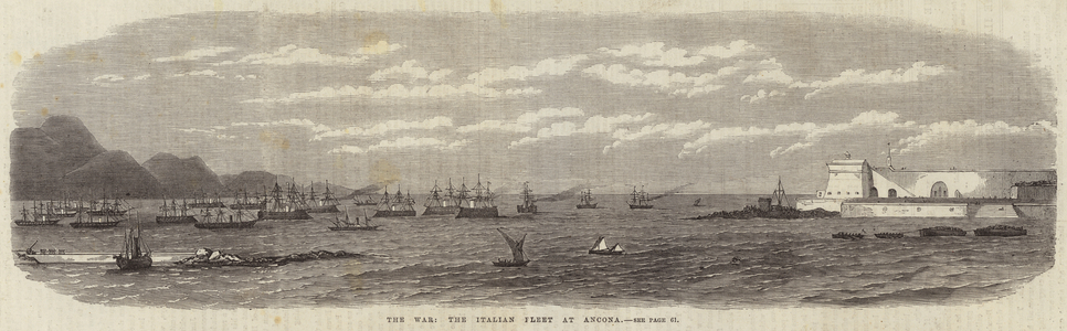 The War, the Italian Fleet at Ancona (engraving)