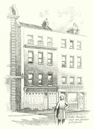Where Boswell first met Johnson (litho)