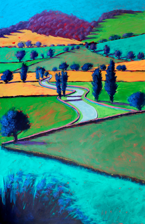 Towards Ledbury, 2024 (acrylic on board)