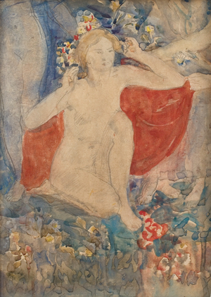 Study for Decoration for Spring: The Waking Earth, c. 1924 (pencil and watercolour on paper)
