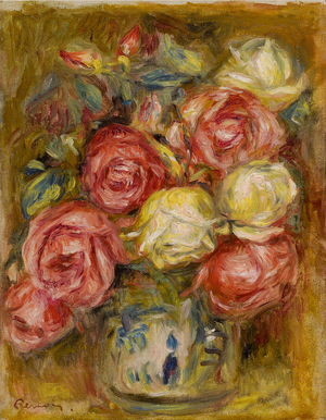 Roses in a decorated vase, c.1912-13 (Oil on canvas)