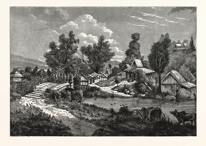 A Hamlet and Bridge in Cambodia
