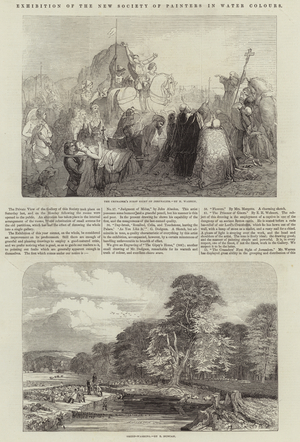 Exhibition of the New Society of Painters in Water Colours (engraving)