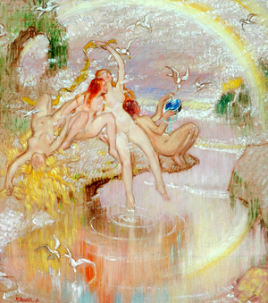 Romantic Idyll, 1920 (oil on paper)