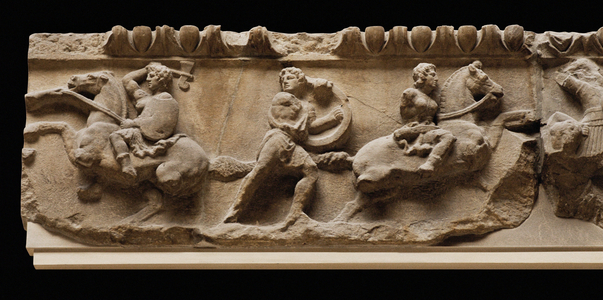 Metope from the temple of Mirina: hunting scene (relief)