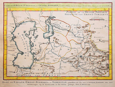 Central Asia: 'Carte de Karazm, Turkenstan et Grande Bukarie' (Map of Khorezm, Turkestan and Greater Bukhara'. Bellin, Jacques Nicolas, 1749