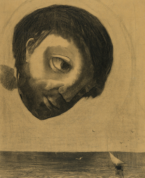 Guardian Spirit of the Waters, 1878 (charcoal with black chalk, stumping, erasing, incising, & subtractive sponge work, heightened with white chalk, on cream wove paper altered to a golden tone)