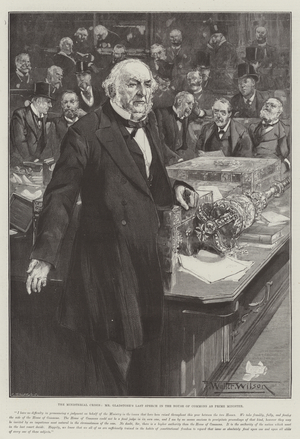 The Ministerial Crisis, Mr Gladstone's Last Speech in the House of Commons as Prime Minister (engraving)