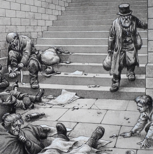 Victorian Poverty (gouache on paper)