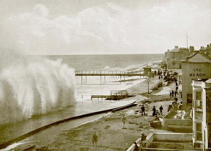 A Big Sea at Bognor (b/w photo)