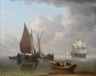 Shipping Becalmed Offshore, c.1800 (oil on canvas)