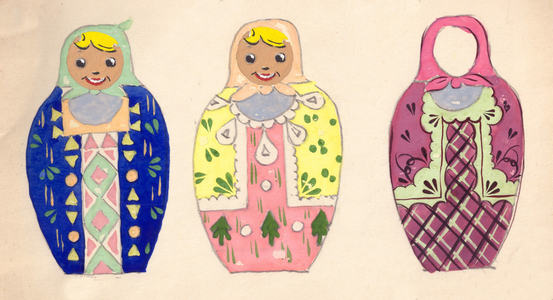 Design sketch for matryoshka, 1978 (gouache on paper)