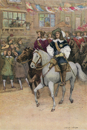 King Charles II entering London, The Restoration, 1660 (colour litho)