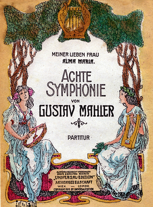 Frontispiece of the score of the 8th (eighth) symphony of Gustav Mahler, 1911 (colour litho)