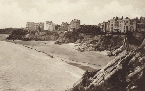 Tenby, South Sands from St Catherines (b/w photo)