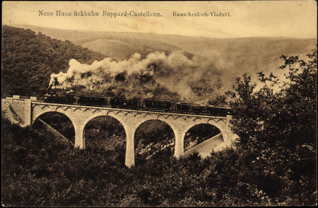 Boppard, Hunsrück runway, noise hole viaduct, steam locomotive