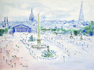 Paris, Place de la Concorde, 1935 (gouache on paper)