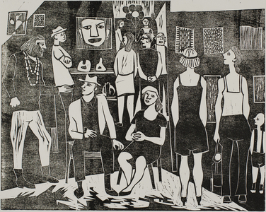 Our Art Fair, from One-Hundred Views of Chicago, 1967 (woodcut in black on off-white wove paper)