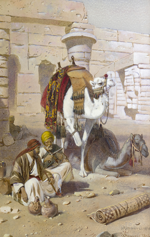 A Rock Temple in Nubia (w/c on paper)
