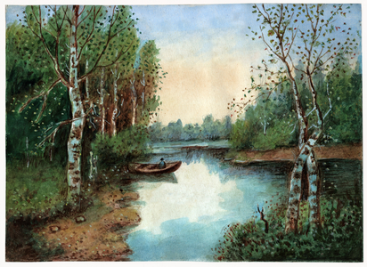 Pond with a boat, ca 1930