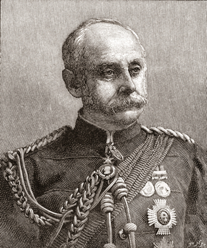 Colonel Sir Edward Ridley Colborne Bradford, 1st Baronet, 1836  1911.   British Indian Army officer, Commissioner of Police and head of the London Metropolitan Police.   From The Strand Magazine, published 1896