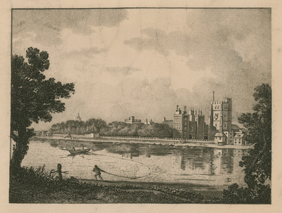 The Archiepiscopal Palace of Lambeth from a picture by Marlow (engraving)