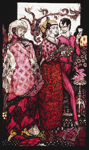 Bert the Bigfoot, Sung by Villon'. 'Queens', nine glass panels acided, stained and painted, Illustrating J.M. Synge's poem, 1917 (paint on glass)