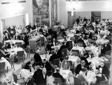Dining room on board the passenger ship 'Europa', 1930 (b/w photo)