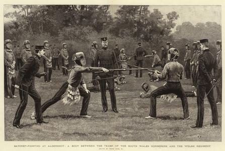Bayonet-fighting at Aldershot, a Bout between the Teams of the South Wales Borderers and the Welsh Regiment (engraving)