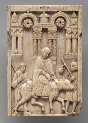 Plaque: The Journey to Bethlehem, c.1100-1120 (ivory) 