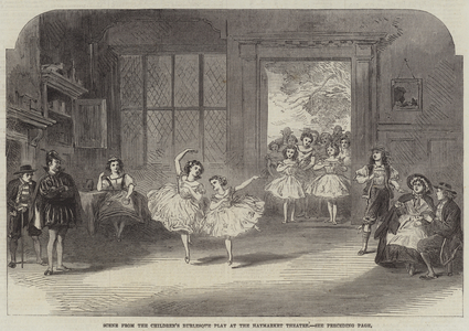 Scene from the Children's Burlesque Play at the Haymarket Theatre (engraving)