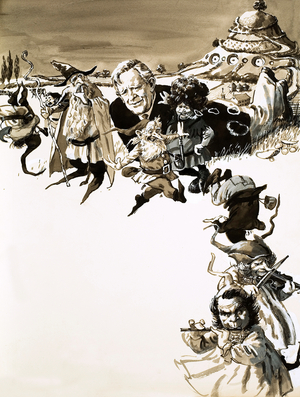 J. R. R. Tolkien and characters from Lord of the Rings (gouache on paper)