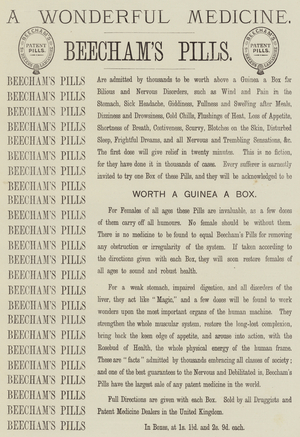 Advertisement, Beecham's Pills (engraving)