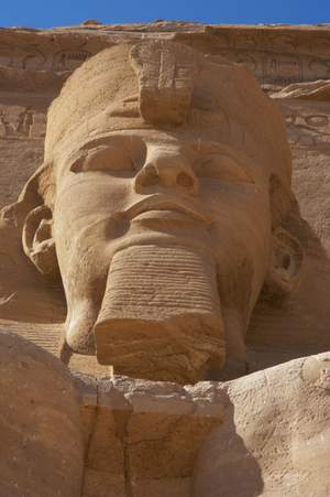 Egyptian art. Great Temple of Ramses II. Colossal statues depicting the pharaoh Ramses II (1290-1224 BC. Abu Simbel. Egypt.