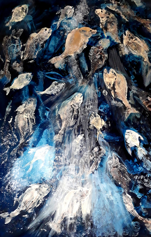 fish spawning, 2018 (oils on canvas)
