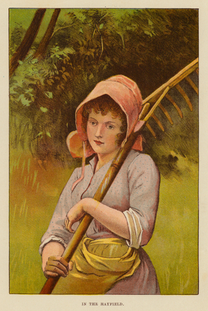 In the Hayfield (colour litho)