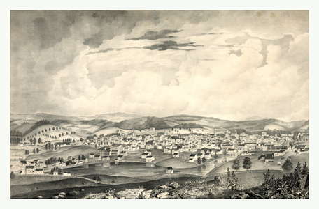 View of Worcester, Mass. Taken from Union Hill, Boston, T. Moore's Lithography, Between 1835 and 1841, US, USA, America