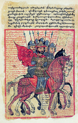 Military scene from a fourteenth-century Armenian manuscript
