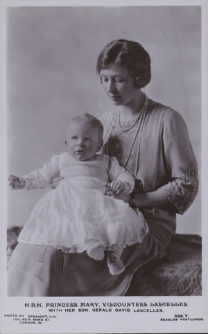 HRH Princess Mary, Viscountess Lascelles with her son, Gerald David Lascelles (b/w photo)