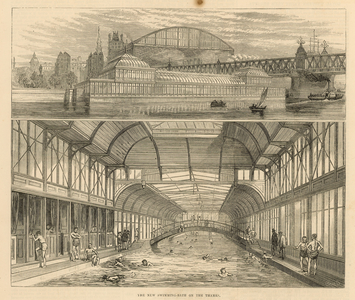 The New Swimming Baths on the Thames (engraving)