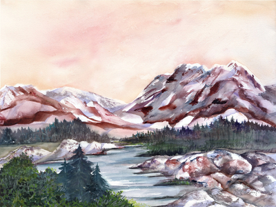 Rocky Hills and water, 2002 (watercolour on paper)