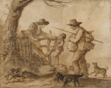A Rustic Family, c.1780 (pen, brush & sepia ink on paper)